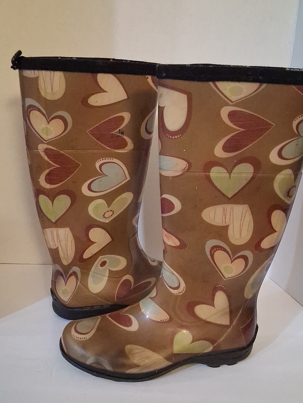 Kamik Brown Heart Print Rain Boots